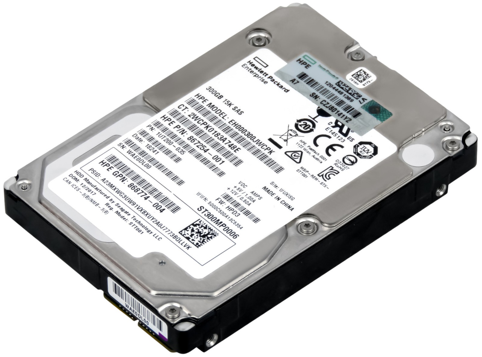 HARD DRIVE HPE 867254-001 EH000300JWCPK 300GB 15K 256MB SAS-3 2.5'' 