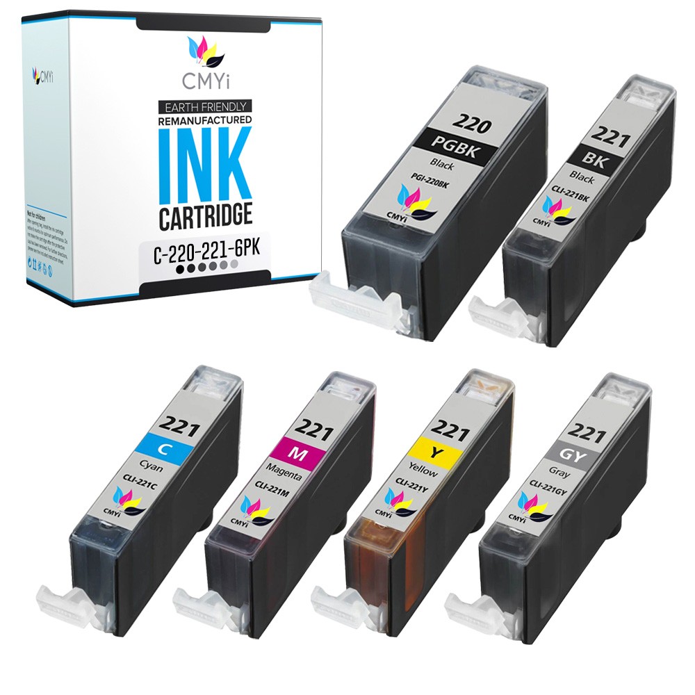 CMYi 6PK PGI-220 CLI-221 Ink Cartridges for Canon PIXMA MP640 MP980 PIXMA MP990
