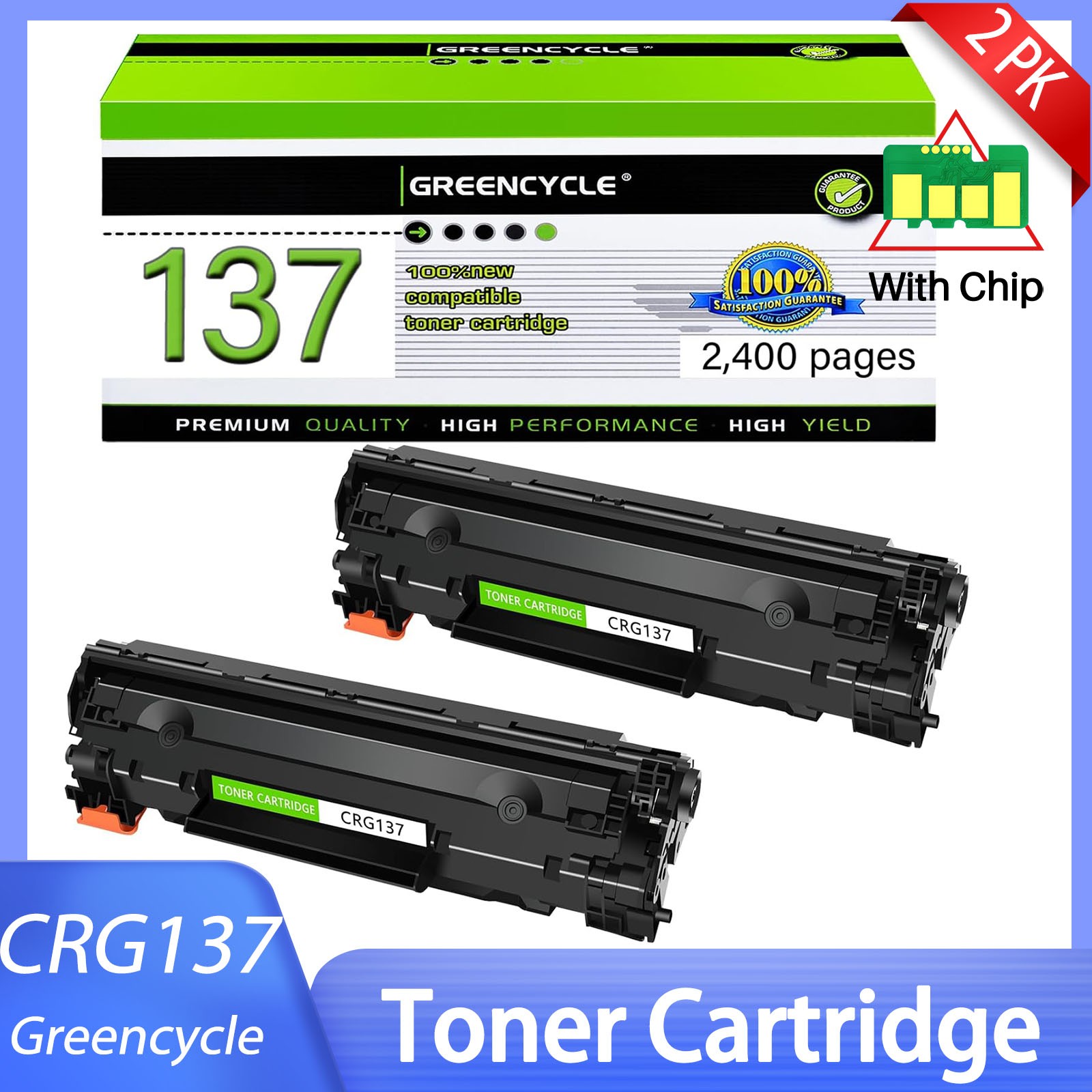 2PK Canon 137 Black Toner Cartridge CRG137 MF236n MF244dw MF249dw 9435B001AA
