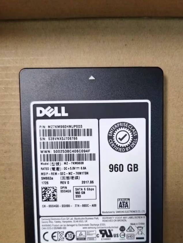 Samsung SSD SM863a 960GB MZ-7KM960B SATA 6 G bps MZ7KM960HMJP0D3 DELL 0DD4G0