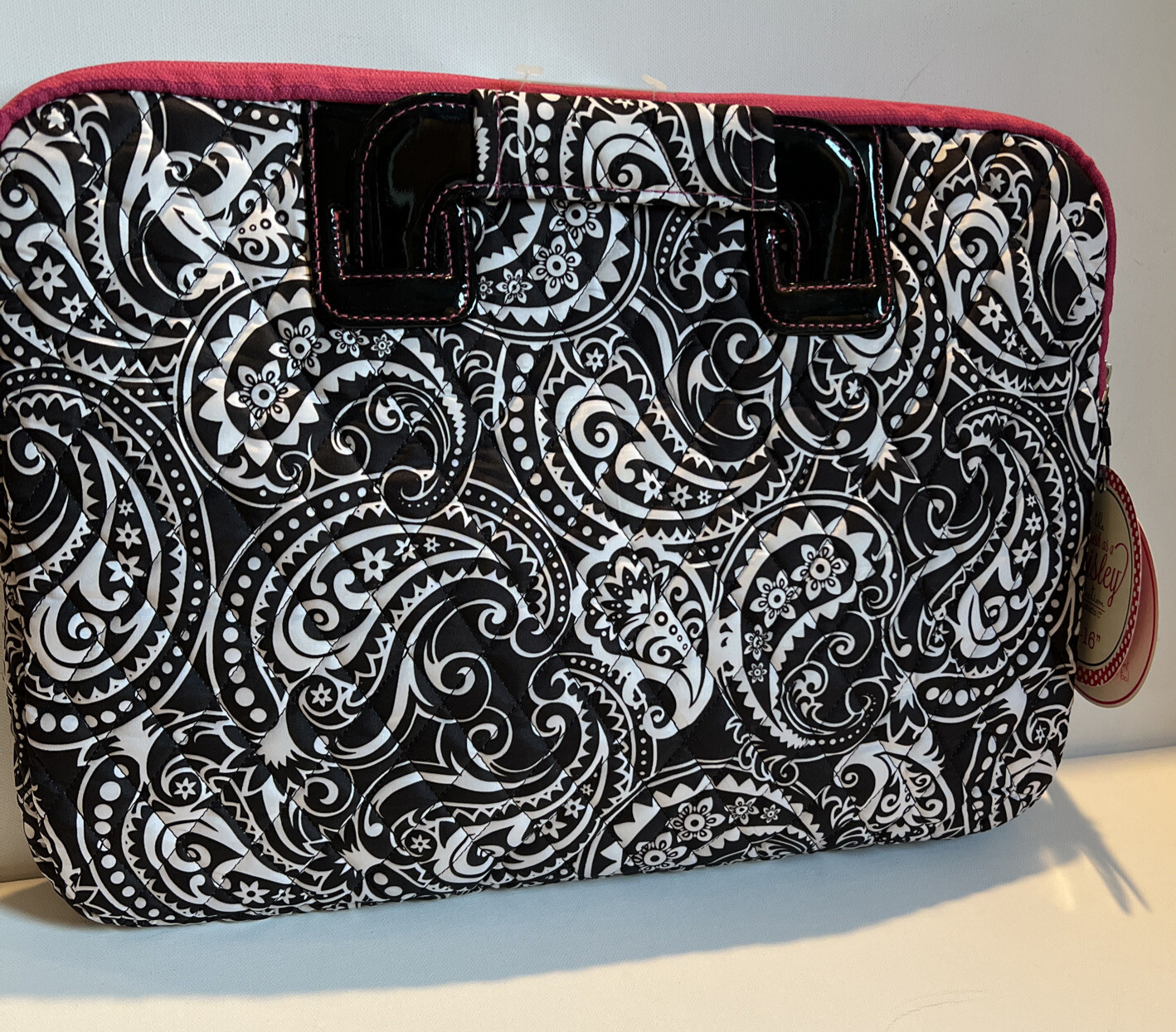 Lap Top Cover Case Tote 15 To 16 Inches Black Pink Paisley New With Tags