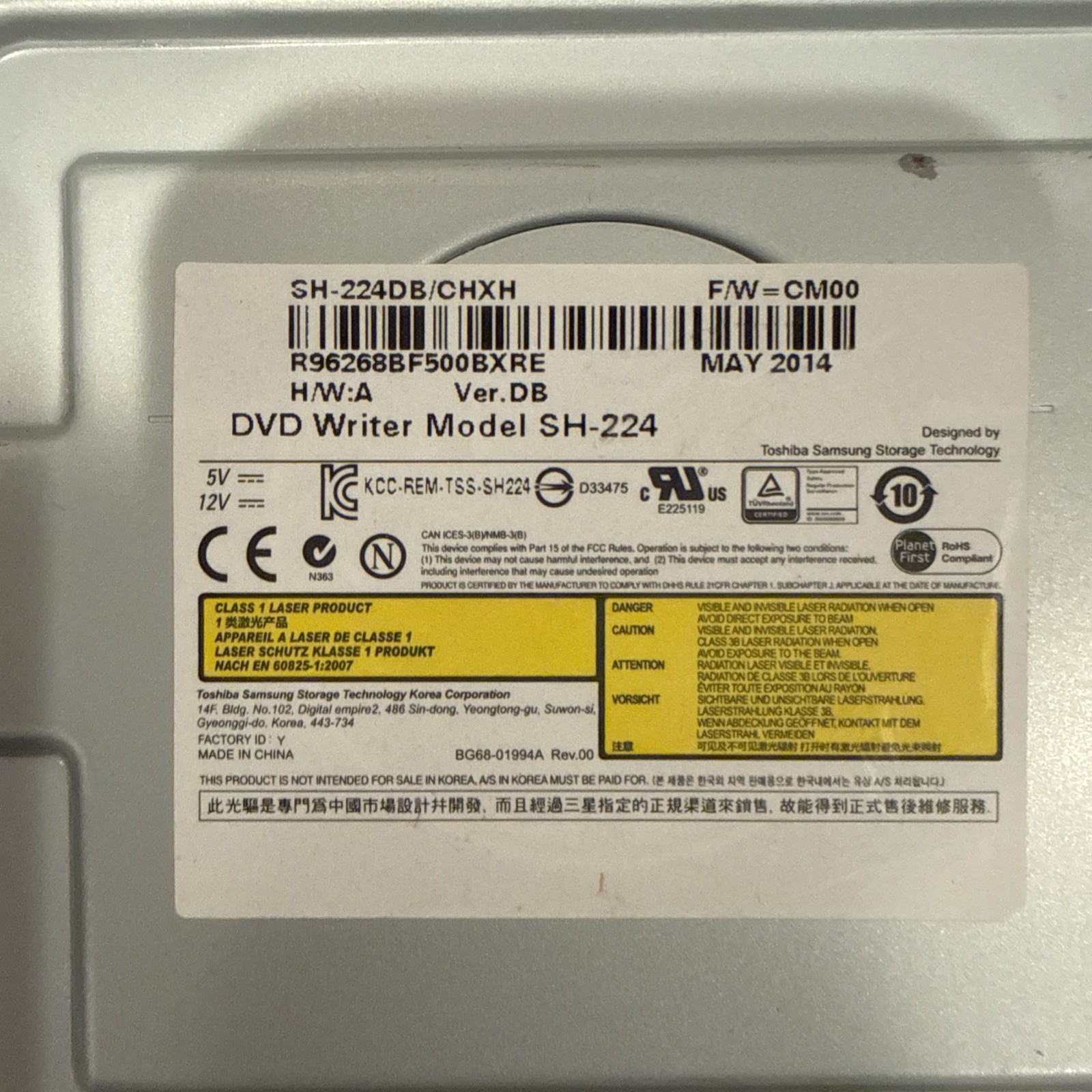 SH-224 Samsung Super WriteMaster SH-224DB/CHXH SATA CD DVD Optical Disk-DRV