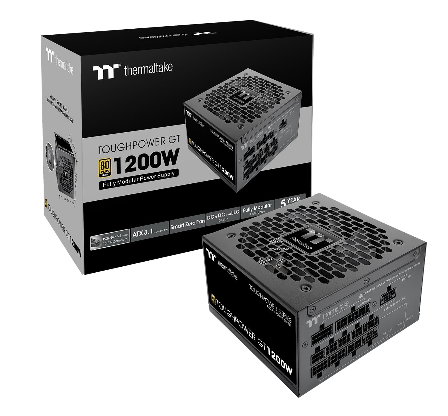 Thermaltake Toughpower GT 1200W; ATX 3.1; x2 Native PCIe 5.1 12V-2x6;