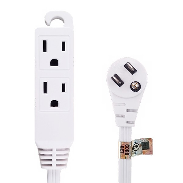 15 Pack of 12Ft 16/3 Grounded 3-Outlet Flat Angle Power Extension Cord White