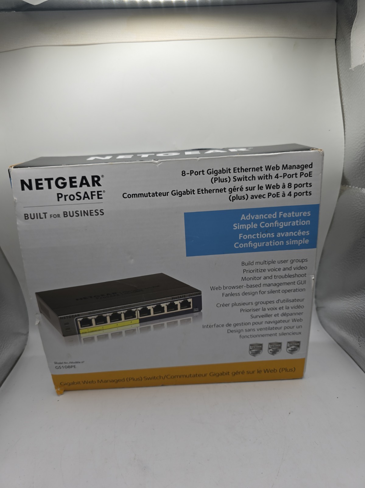 Netgear ProSAFE Plus GS108PEv3 8-Port Gigabit Switch 4-Port PoE w/ Power Supply