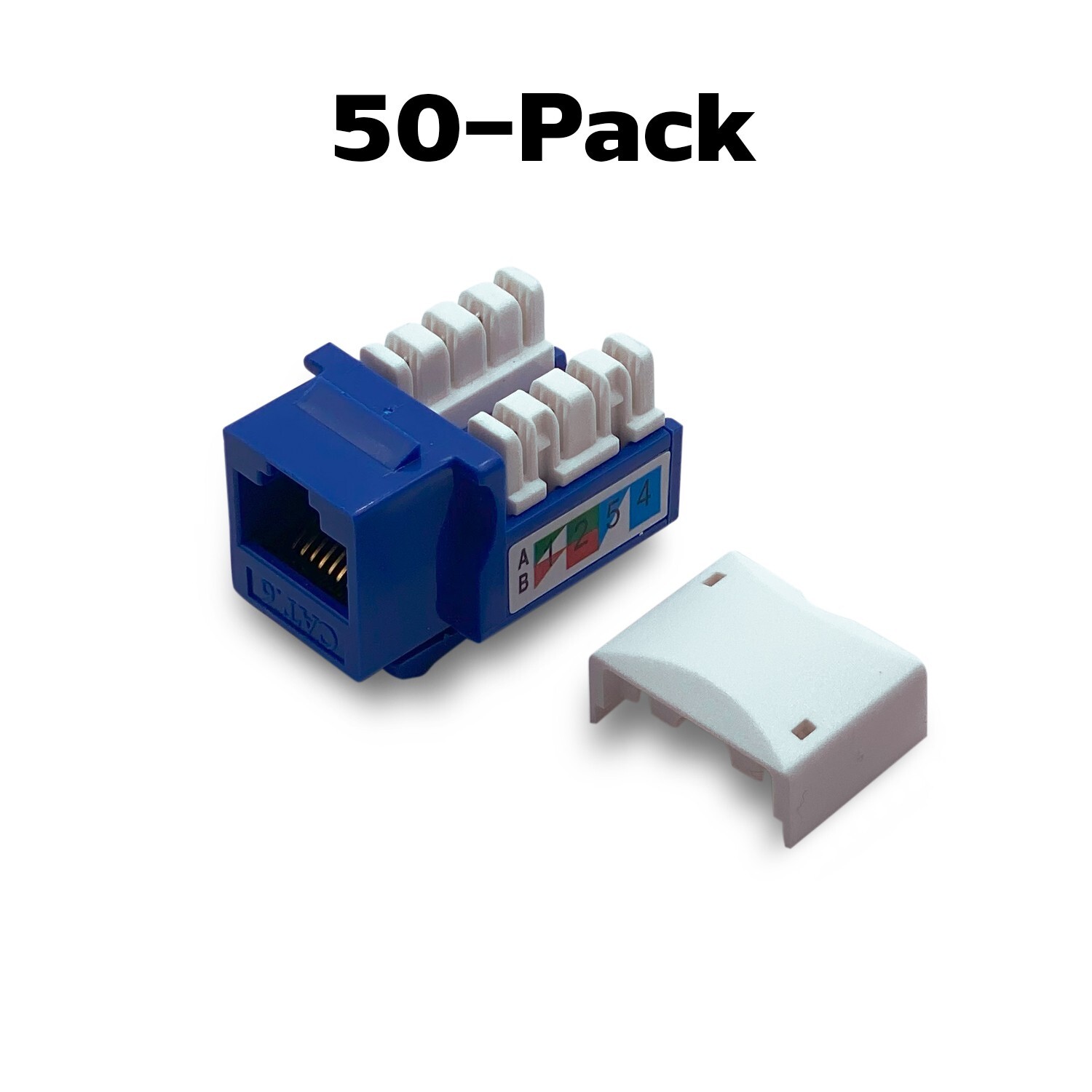 50 x Pcs Blue CAT6 Keystone Jack Blue Ethernet 110 Punch Down 8P8P RJ45