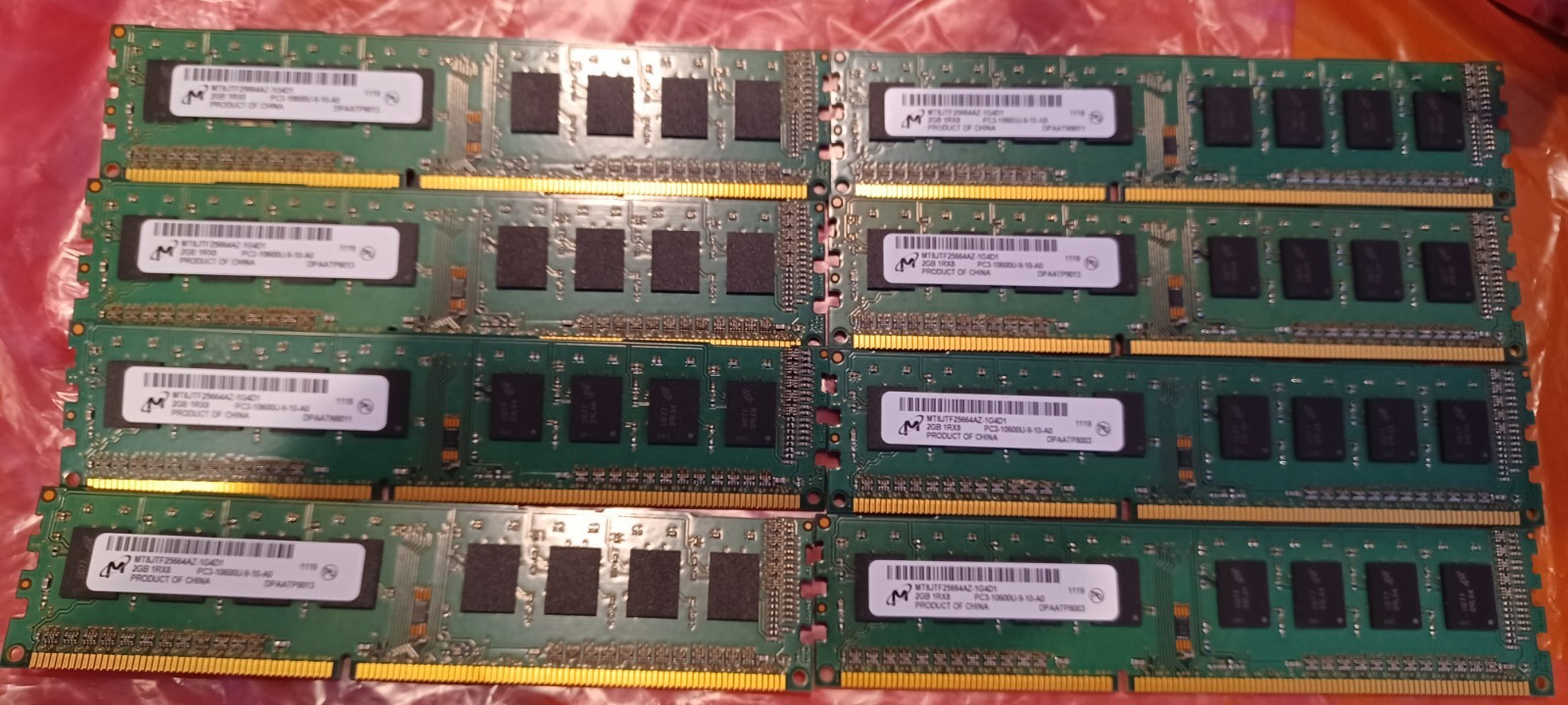 Lot 8x 2GB MICRON PC3-10600U MT8JTF25664AZ-1G4D1  DDR3 ECC SERVER RAM TOTAL 16GB