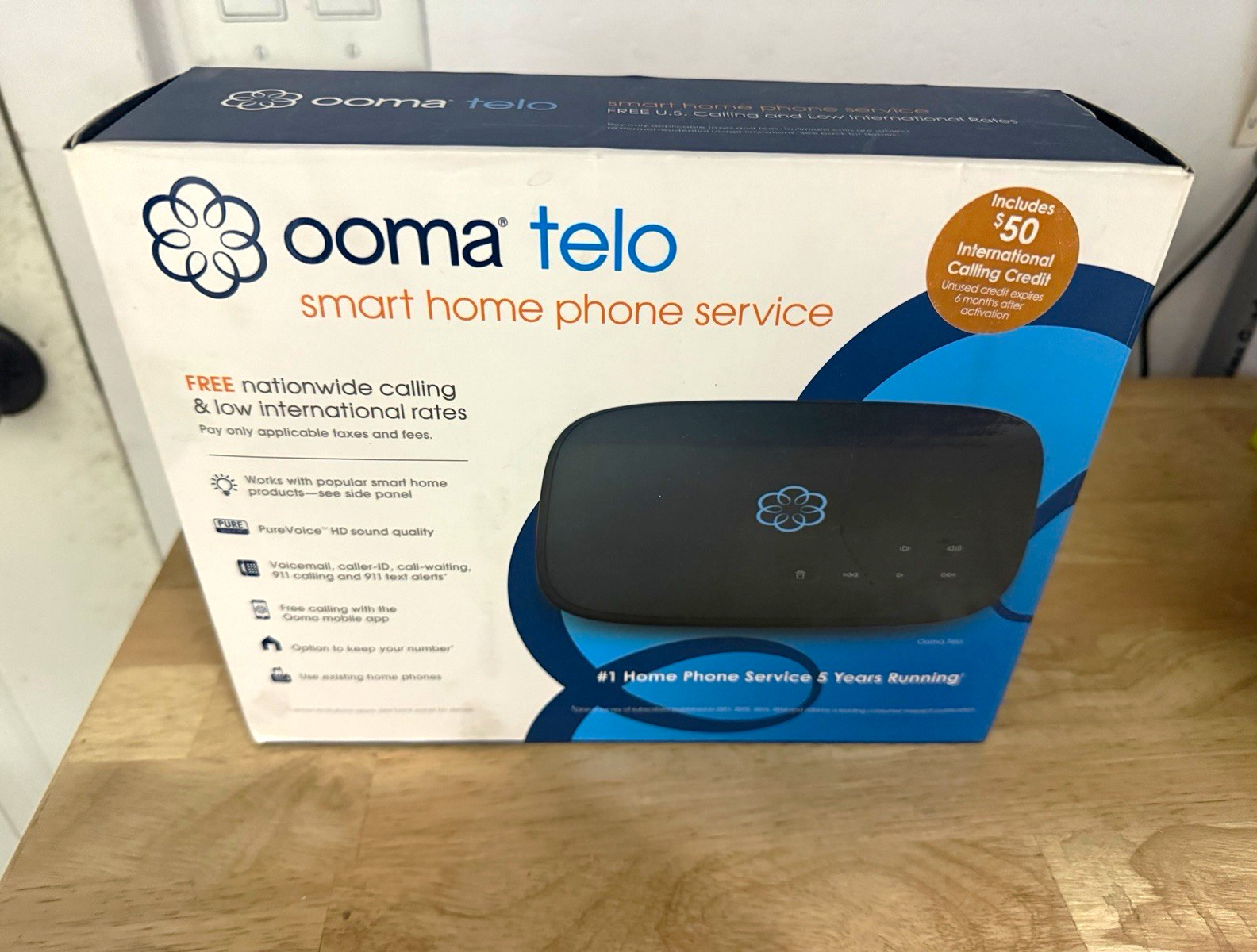 Unopened Ooma Telo VoIP Adapter Black RJ-45/RJ-11 1-Line Caller ID Voicemail