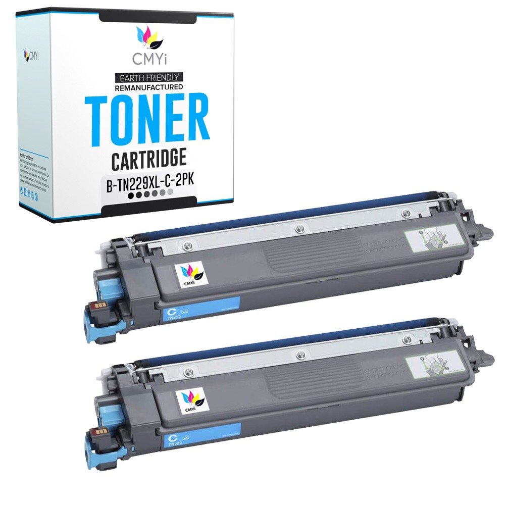 2-Pack Compatible CMYi TN-229XL Cyan Toner Cartridge fits Brother MFC-L3780CDW
