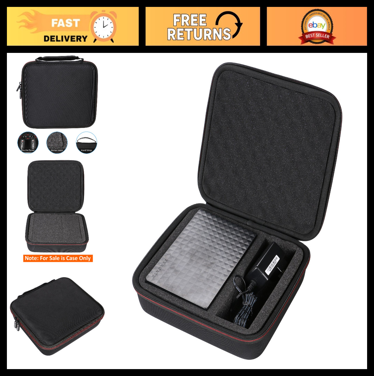 Hard Case for Seagate Expansion External Hard Drive 2TB-24TB USB 3.0 - Foam Prot