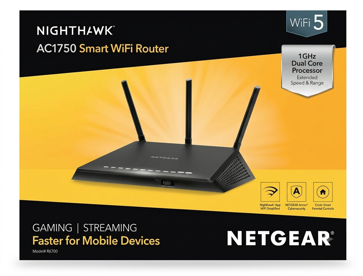 NETGEAR Nighthawk AC1750 R6700v3 WiFi 5 Router Dual Band Gigabit USB 3.0