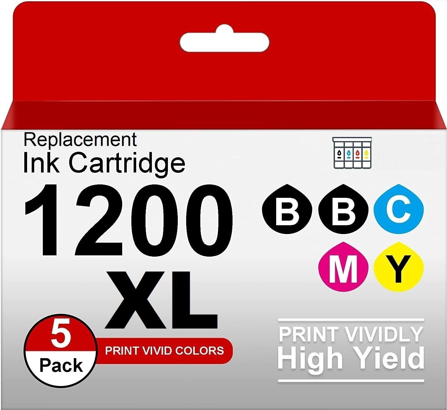 5PK Compatible PGI-1200XL for Canon MAXIFY MB2020 MB2050 MB2320, MB2350 1200 XL