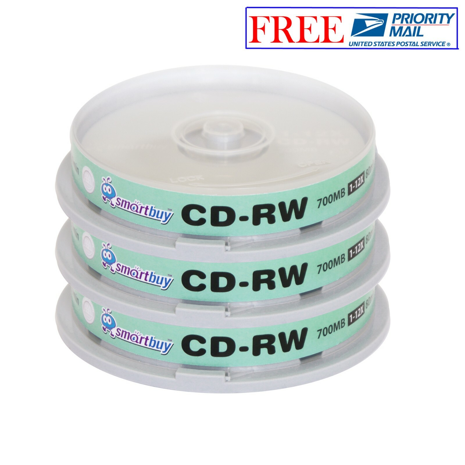 30 Pack Smartbuy CD-RW 1-12X 700MB/80Min High Speed Branded Logo Rewritable Disc