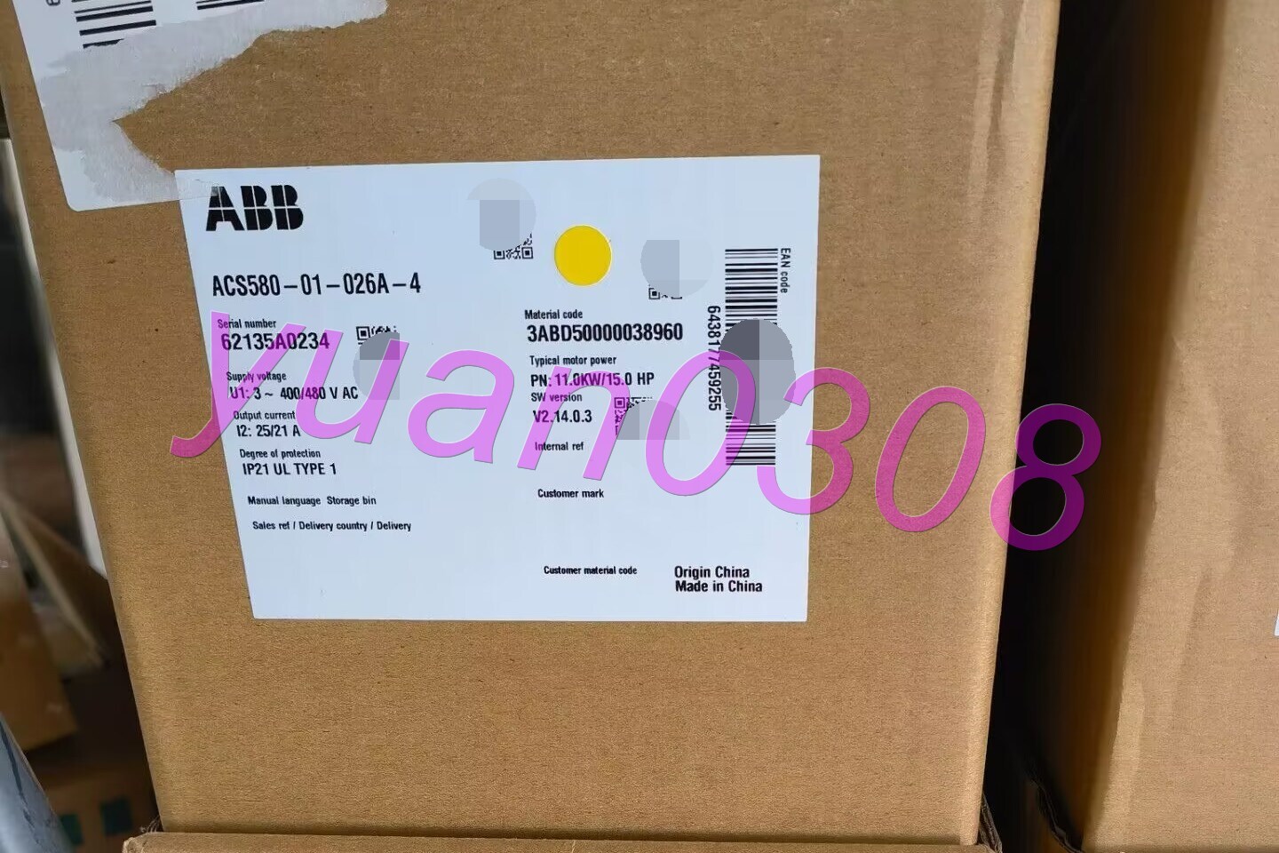 1PC NEW ABB ACS580-01-026A-4 frequency converter Via DHL or FedEX