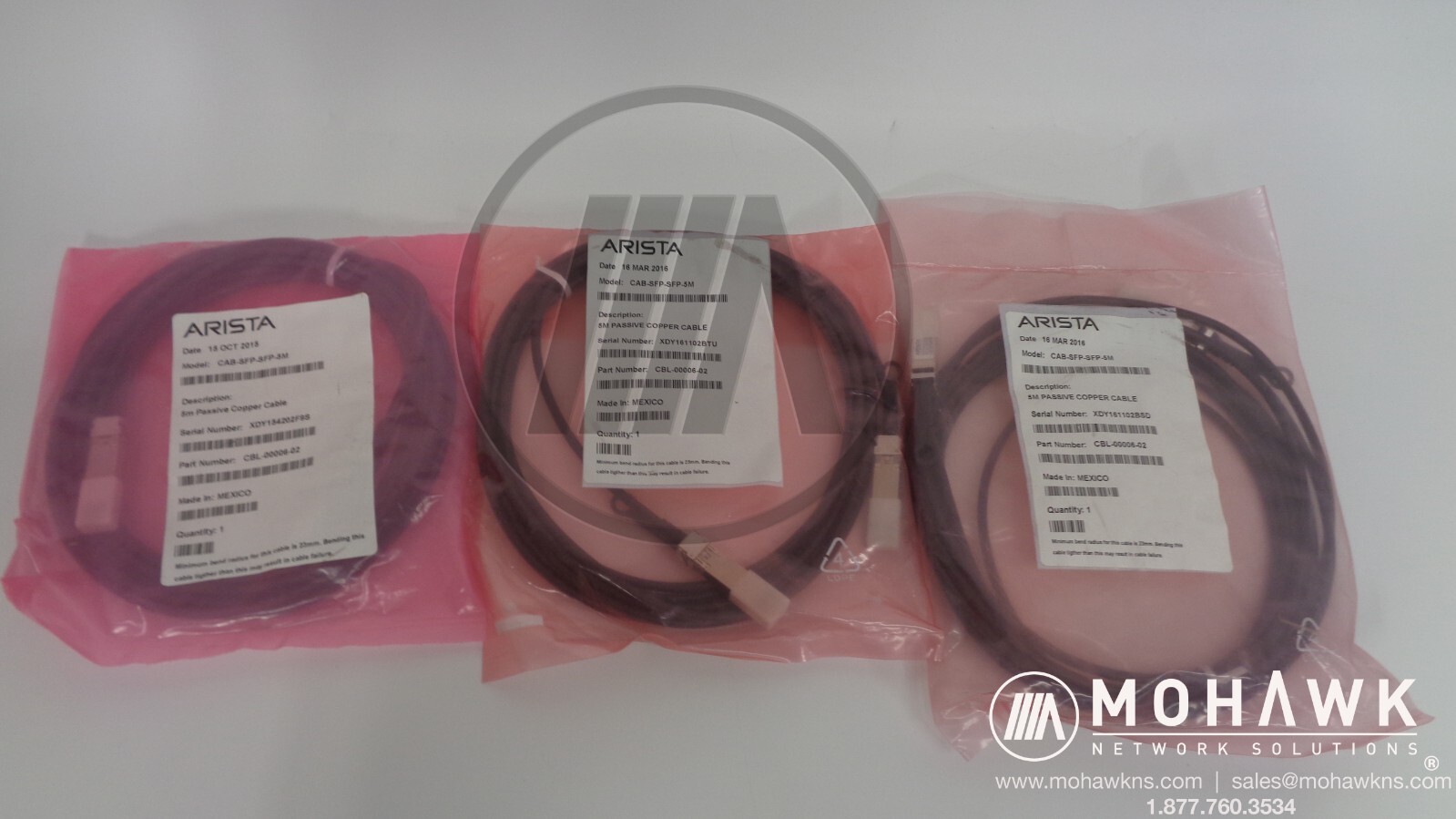 NEW LOT OF 3 ARISTA CAB-SFP-SFP-5M CBL-00006-02 PASSIVE COPPER CABLE 10GBASE