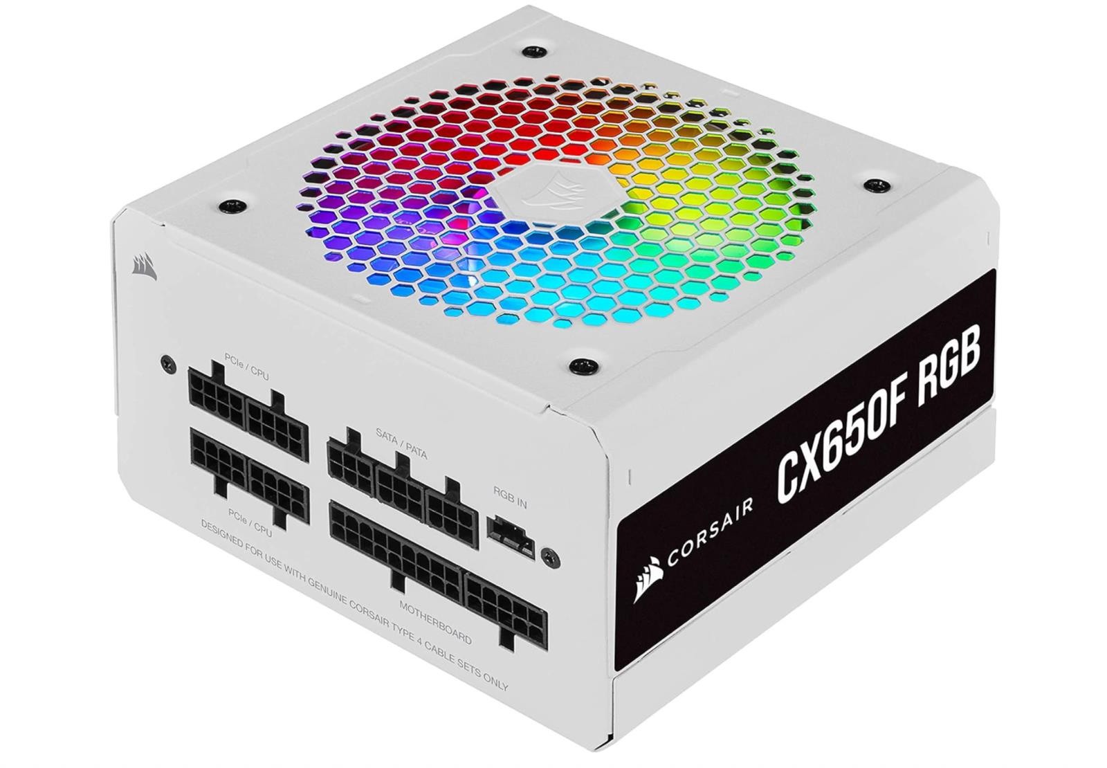 Corsair CX650F White RGB 650 Watt 80 Plus Bronze Fully Modular PSU - PSU Only