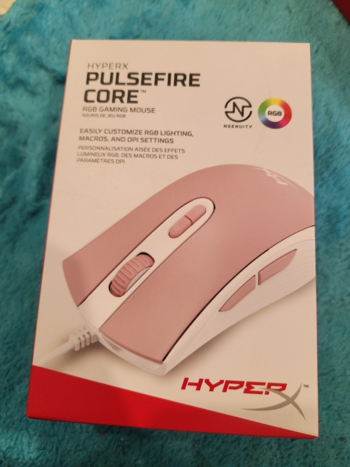 HyperX Pulsefire Core RGB Gaming Mouse 7 Programmable Buttons Pink/White 639P1AA