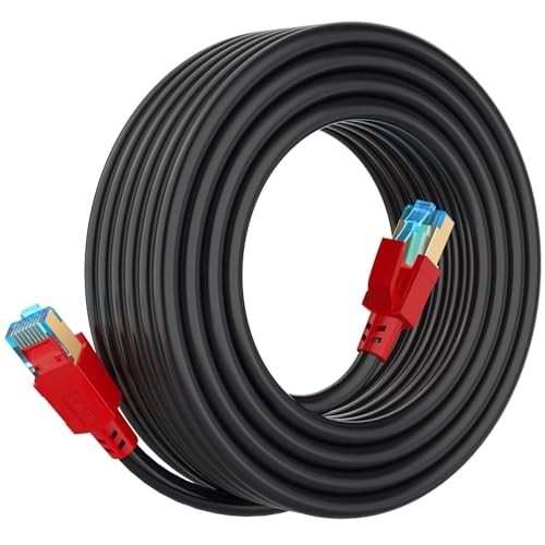 Cat 8 Ethernet Cable 75 ft Shielded RJ45 Network LAN Cable Black