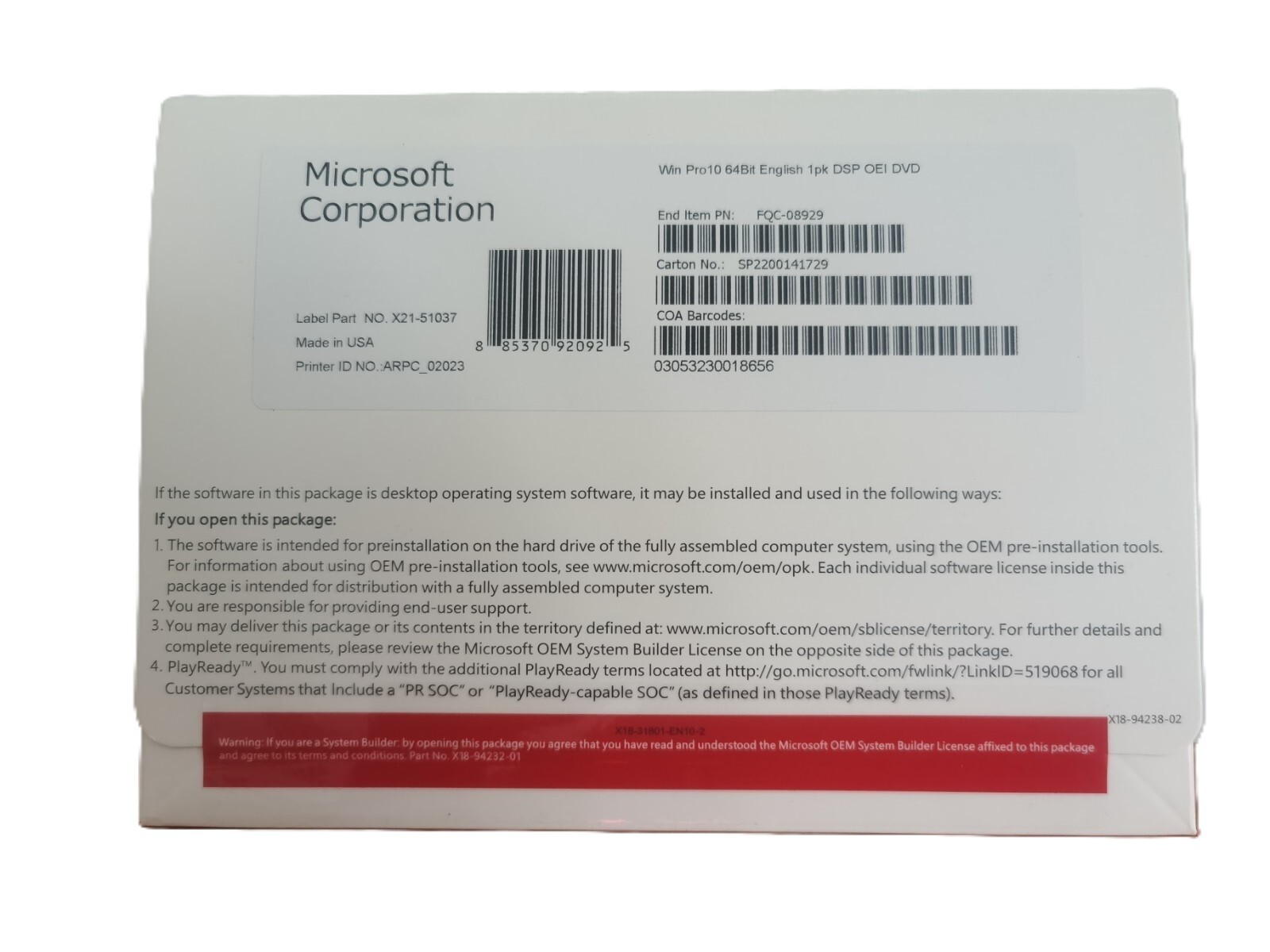 `Microsoft Windows 10 Pro 64-bit DVD | Full Version Operating System`