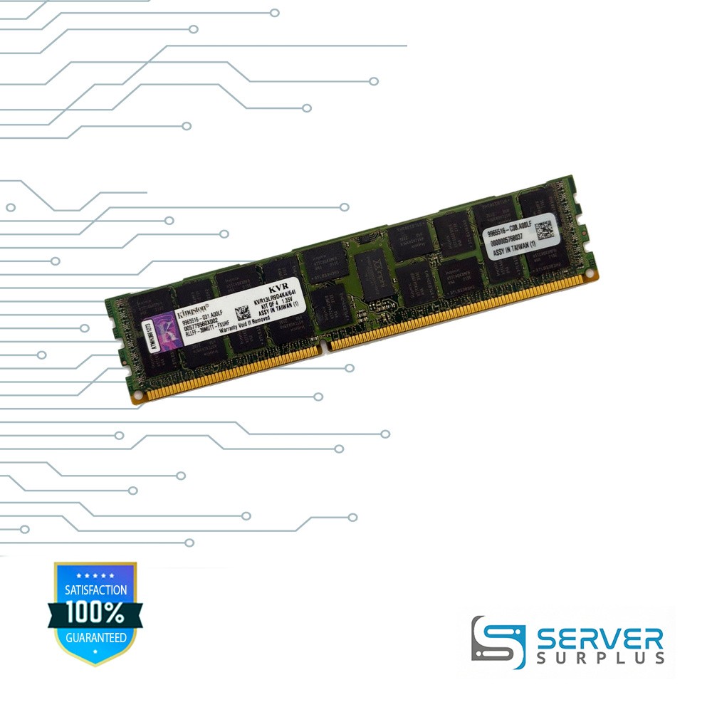 Kingston 64GB Kit (4x16GB) DDR3L-1333 PC3L-10600 4Rx4 ECC REG RDIMM KVR13LR9D4K4