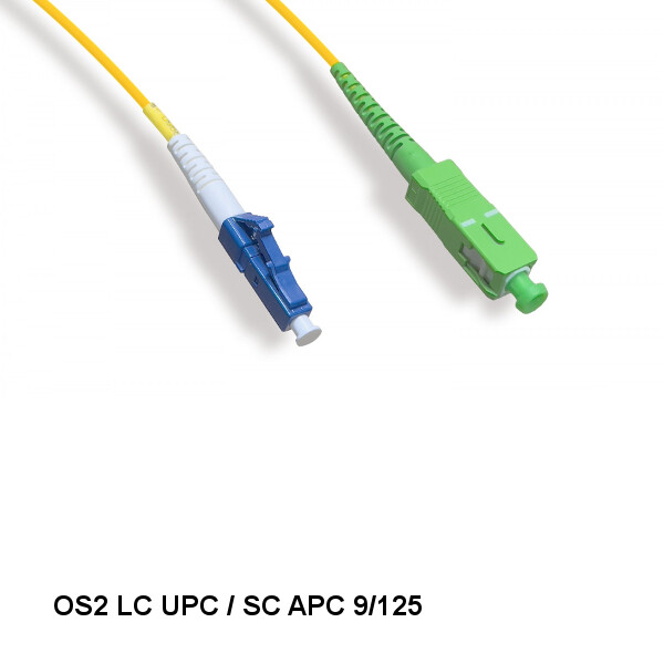 Kentek 2M LC UPC/ SC APC OS2 9 /125 Simplex Single-Mode Fiber Optic Cable