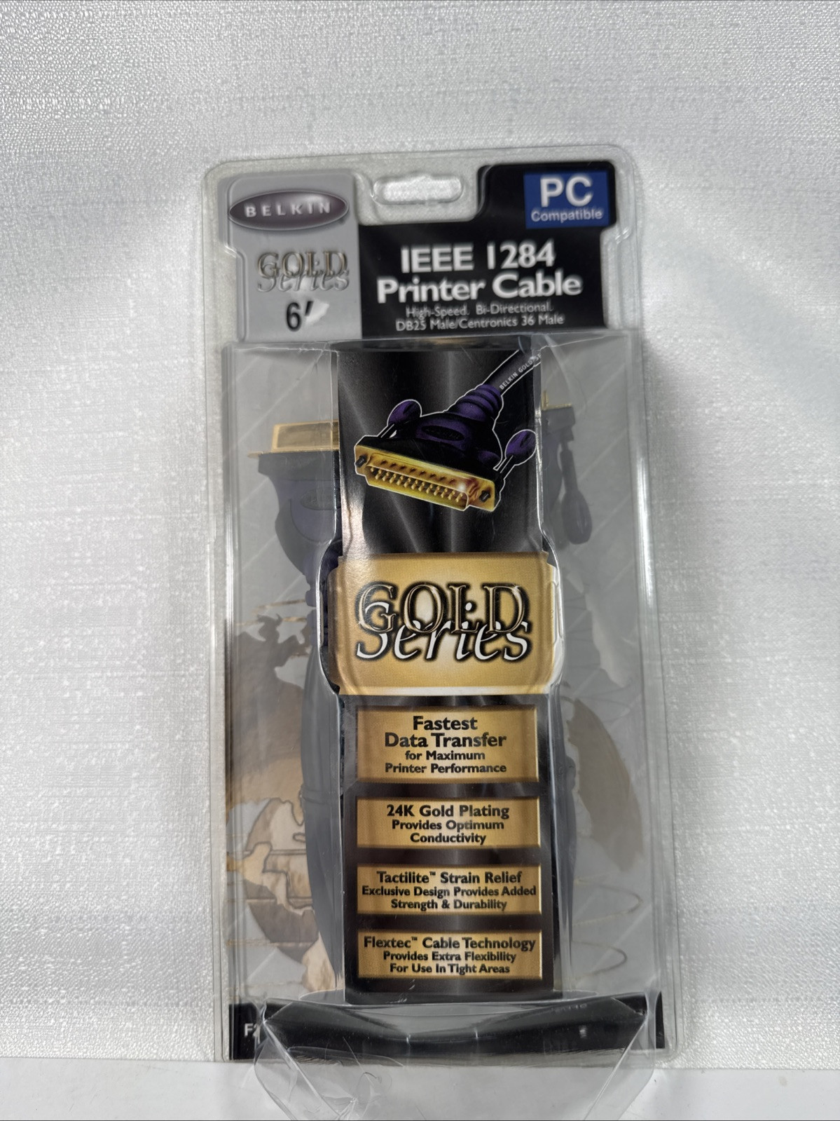 NOS Sealed Belkin Printer Cable IEEE 1284 6’ Foot Gold-Series F2A046-06-GLD