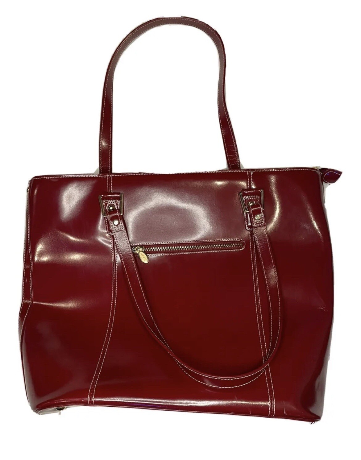 McKlein Aldora Leather Red Laptop Tablet Business Tote Briefcase