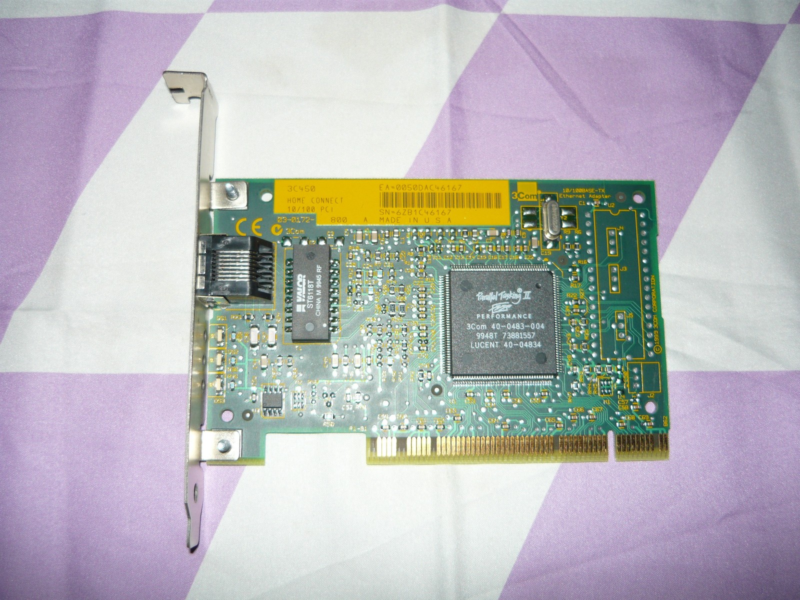 Vintage 3Com 3C450 Home Connect 10/100 PCI Ethernet Network Card Used
