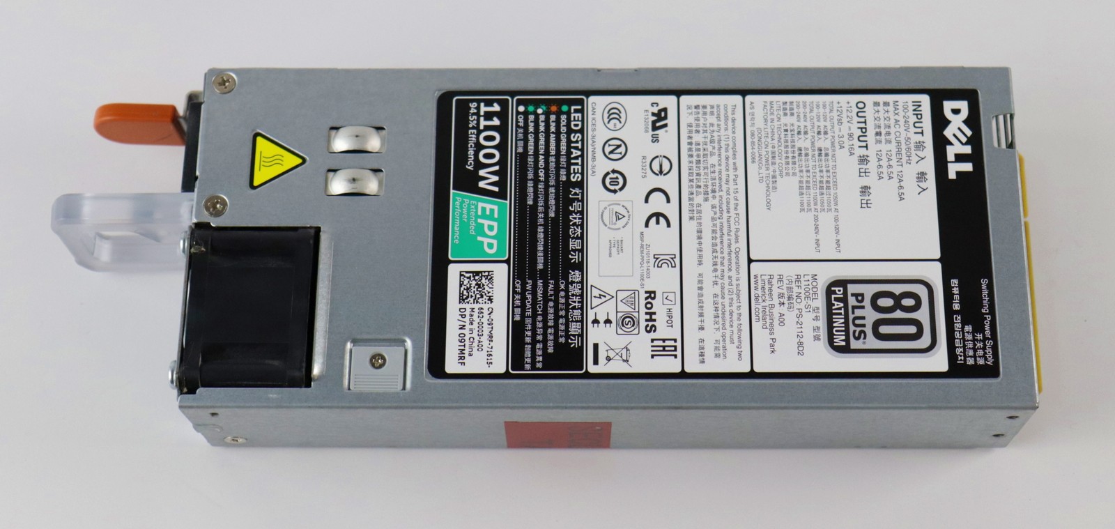 Dell L1100E-S1 9TMRF CMPGM 1100W 80Plus Platinum EPP Server Power Supply