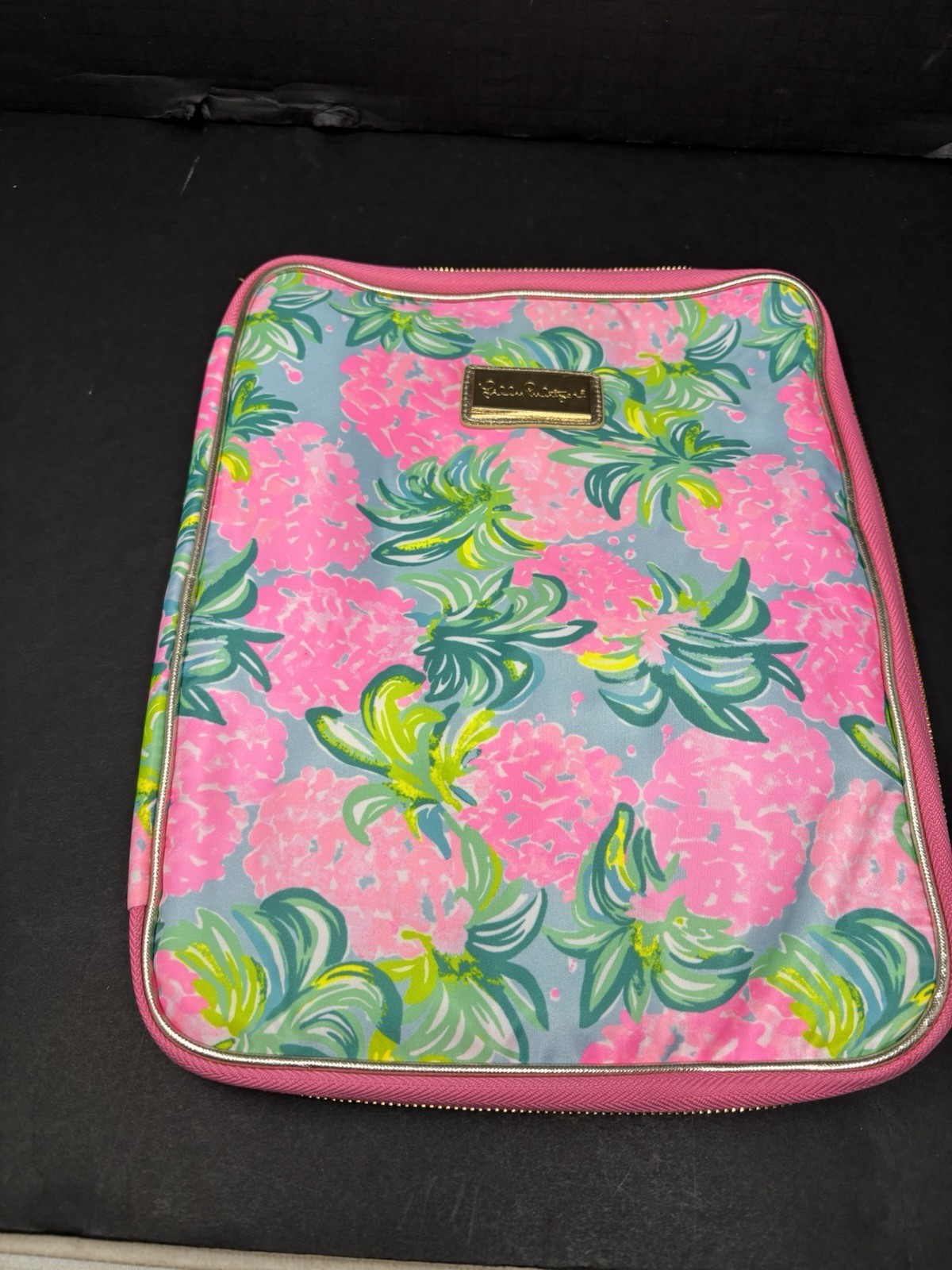 Lilly Pulitzer Agenda Folio Computer Laptop Holder Bag Pink and Green