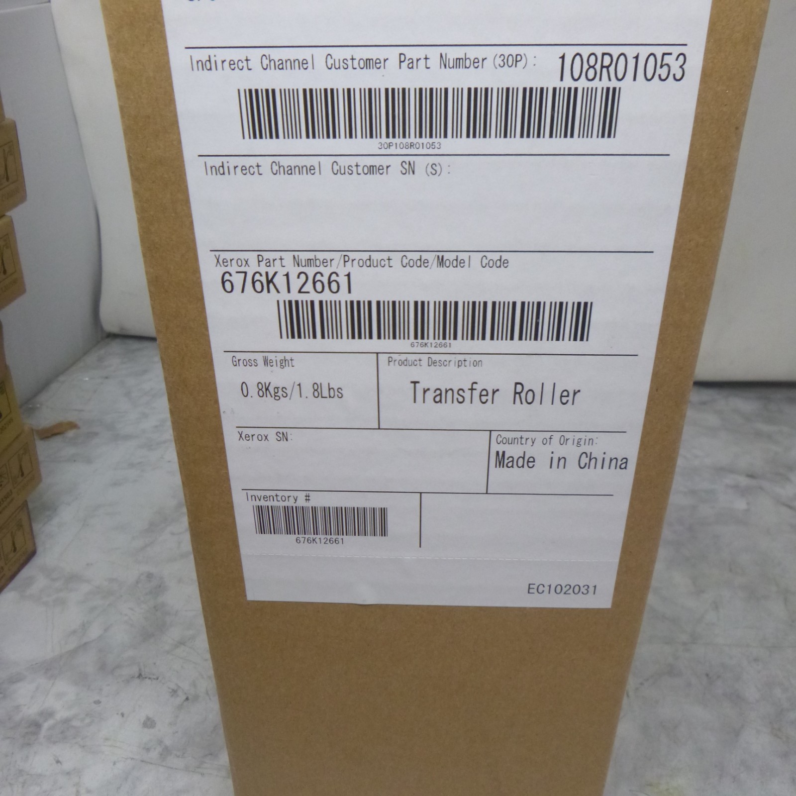 Genuine Xerox 7500/7800GX Transfer Roller 108R01053, 108R1053, 676K12661 New OEM
