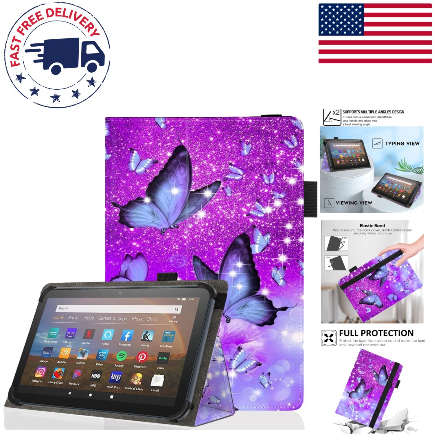 Universal 10-10.1 Inch Stylish Animal Print Tablet Case with Adjustable Stand