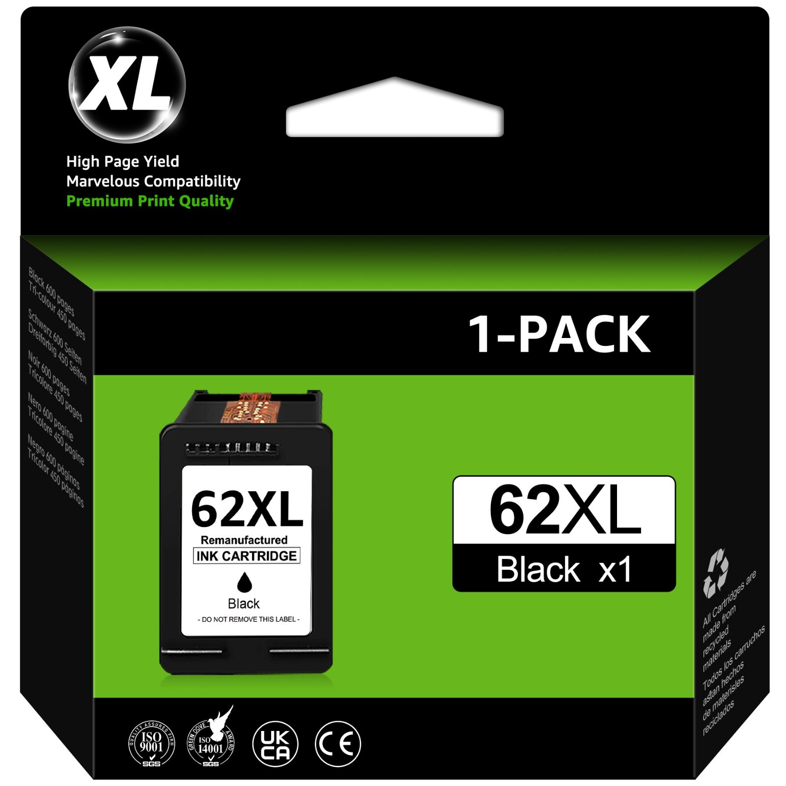 62XL Ink Cartridges Combo for HP 62 ink cartridges Envy 7640 5660 5540 5740 7645