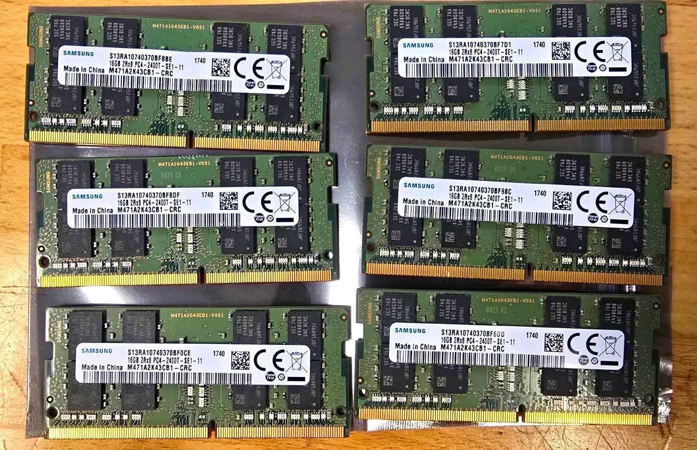 Samsung Lot Of 6 (16GB DDR4) SO-DIMM PC4-2400T 260-Pin Non-ECC RAM