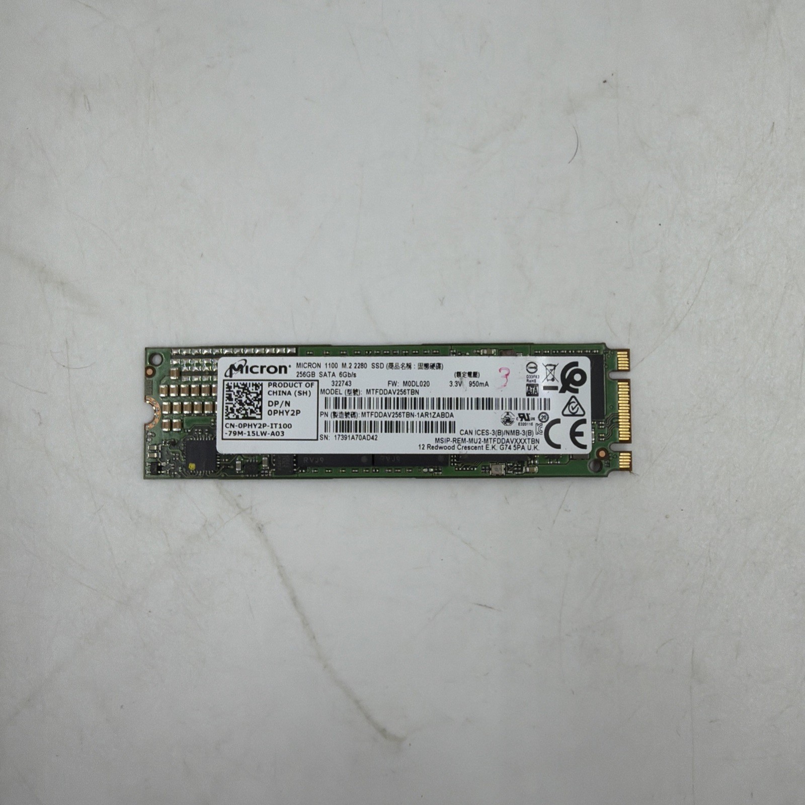 Micron 1100 256GB M.2 2280 SATA III 6Gb/s SSD MTFDDAV256TBN Solid State Drive