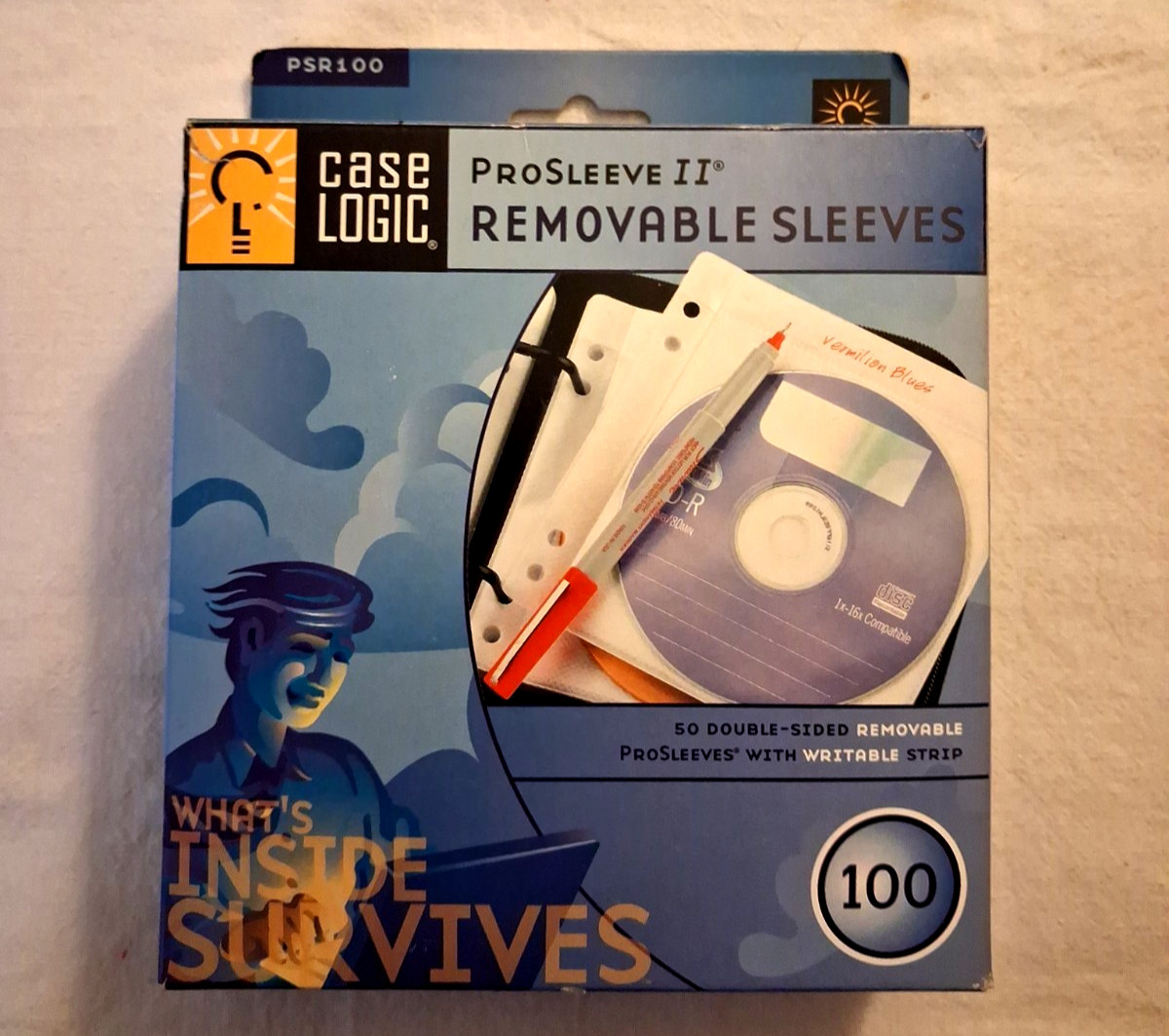 Case Logic PSR100 ProSleeve White Plastic CD/DVD/Blu-ray Disc Sleeves 100 Pack