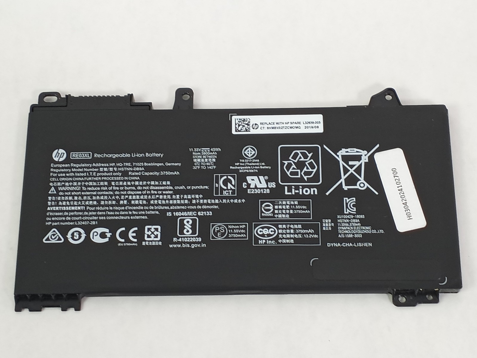 Lot of 2 HP L32656-005 RE03XL Battery for ProBook 450 G6 G7 440 G6 430 G6