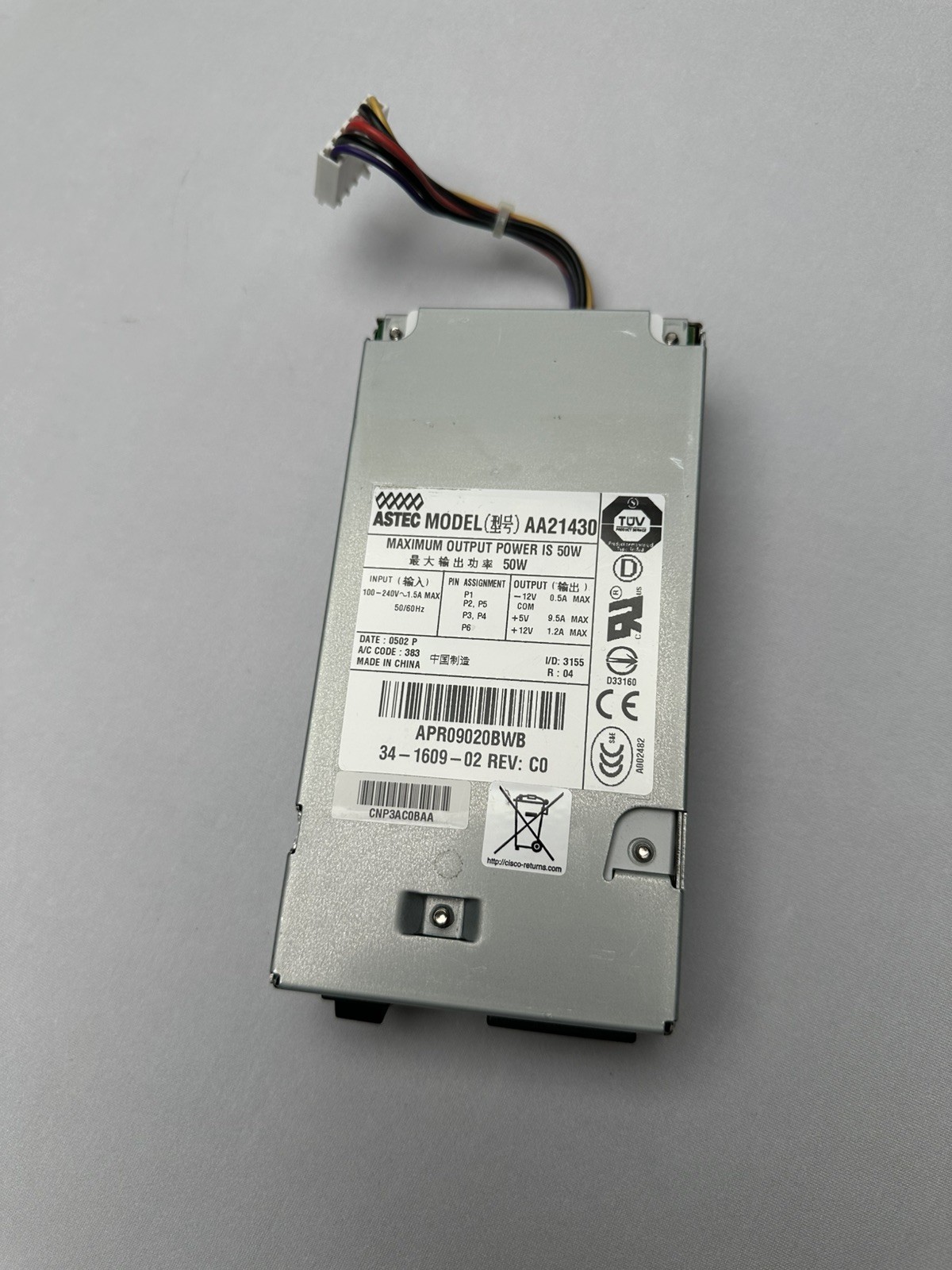 Cisco OEM 34-1609-02 PSU Astec AA21430 50W 1841 1760 Router Power Supply