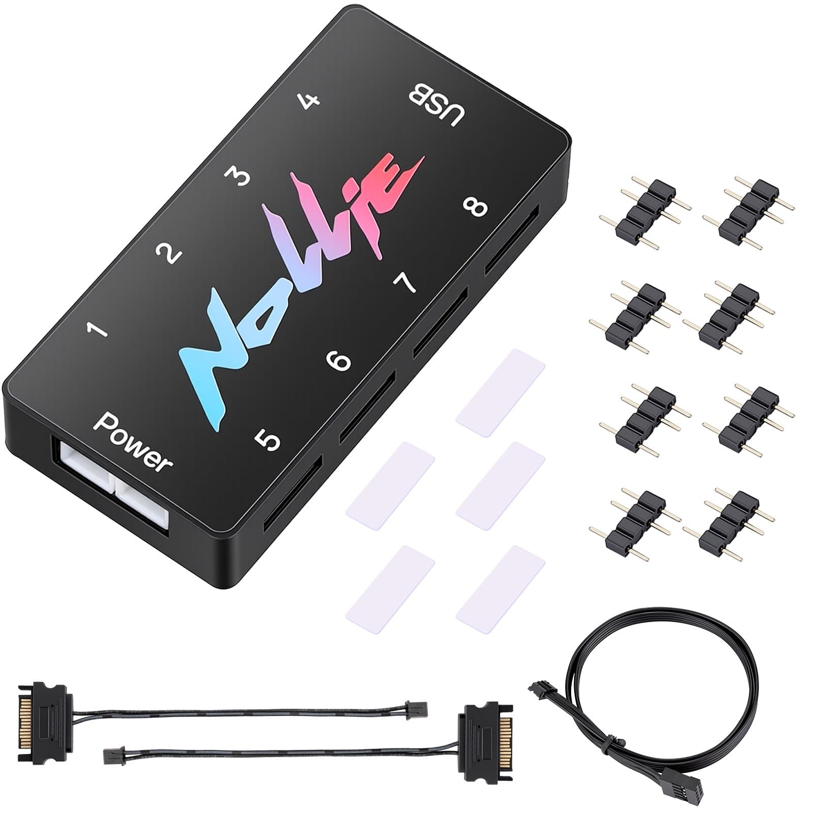 Iesooy Nollie 8 ARGB Fan Hub Controller 8 Port 5V 3-Pin SATA SignalRGB OpenRGB