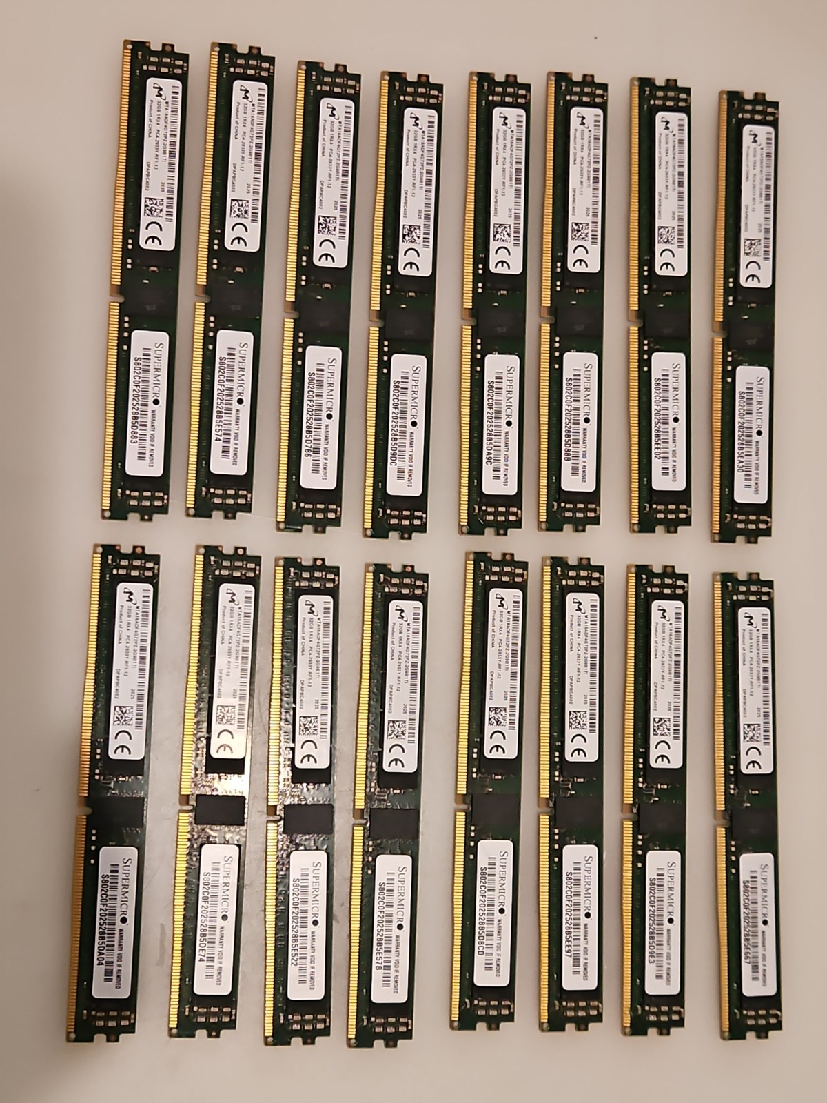 Tested Micron 512GB Total (16x 32GB) DDR4 RAM 1Rx4 PC4-2933Y VLP RDIMM ECC