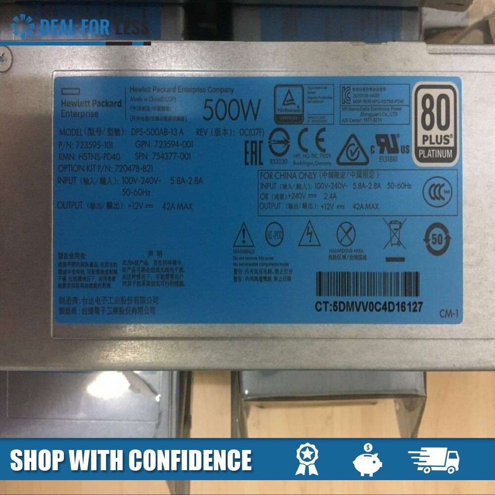 720478-B21/754377-001/723595-101/723594-001-DPS-500AB-13A/HP500W FS POWER SUPPLY