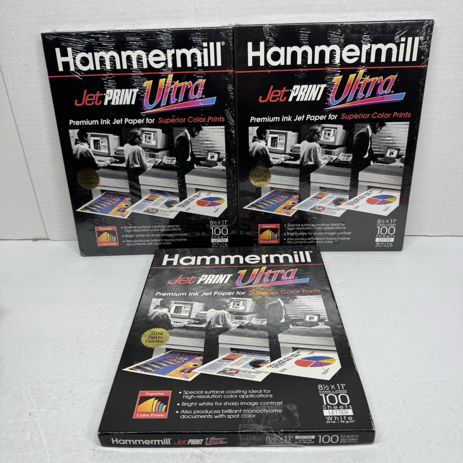 3 Hammermill JET Print ULTRA Premium 8.5" X 11" Ink Jet Paper 250+ Sheets (Read)