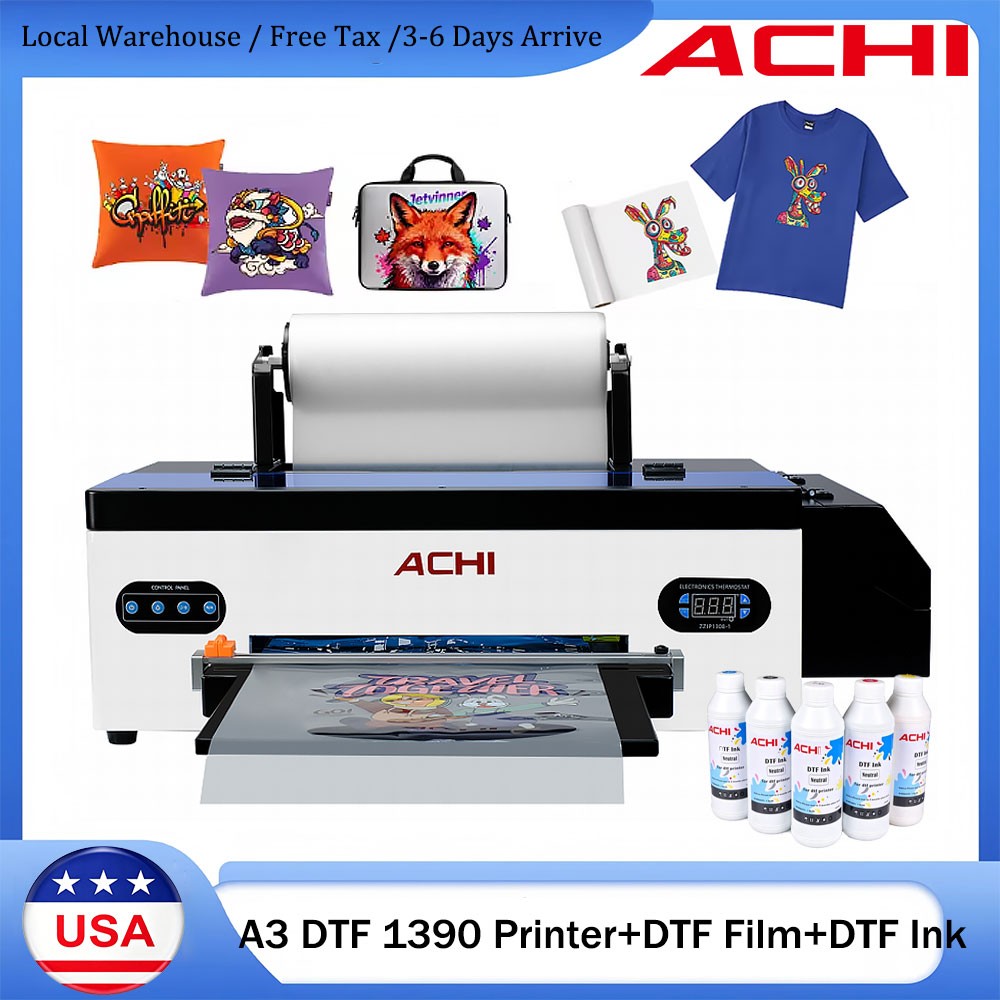 ACHI A3 DTF Printer With White Ink Circulating Epson 1390 Head T-Shirt Printer