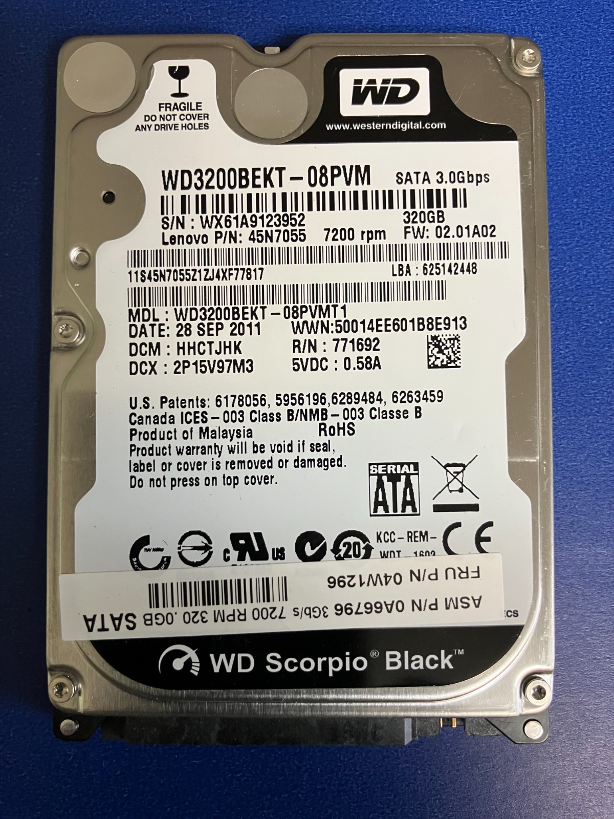 Western Digital 2.5 hard drive HDD Black SATA 3.0 Gbps