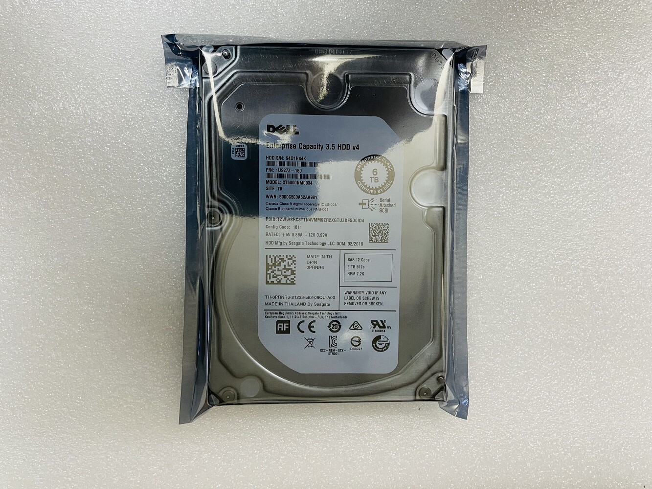 NEW Dell ST6000NM0034 PRNR6 NWCCG PowerEdge 6TB 7.2K SAS 12Gbps 3.5'' Hard Drive