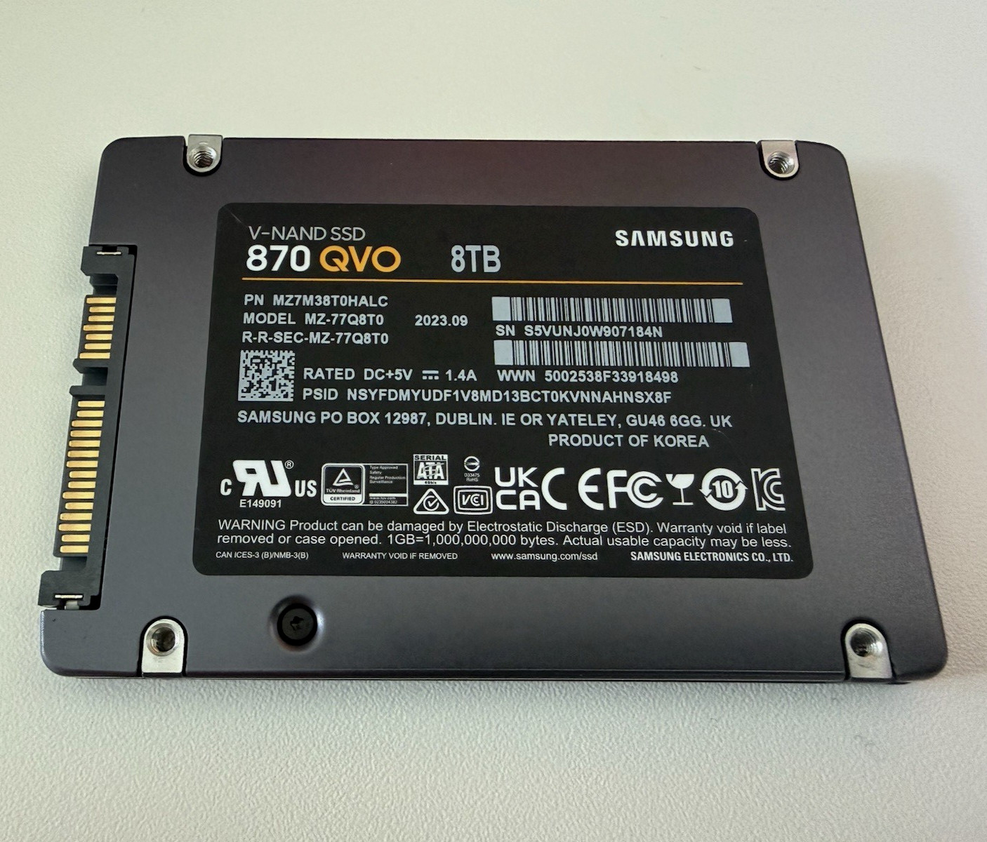 Samsung 870 QVO 8TB SATA III 2.5" Solid State Drive SSD (MZ-77Q8T0) - 99% Health