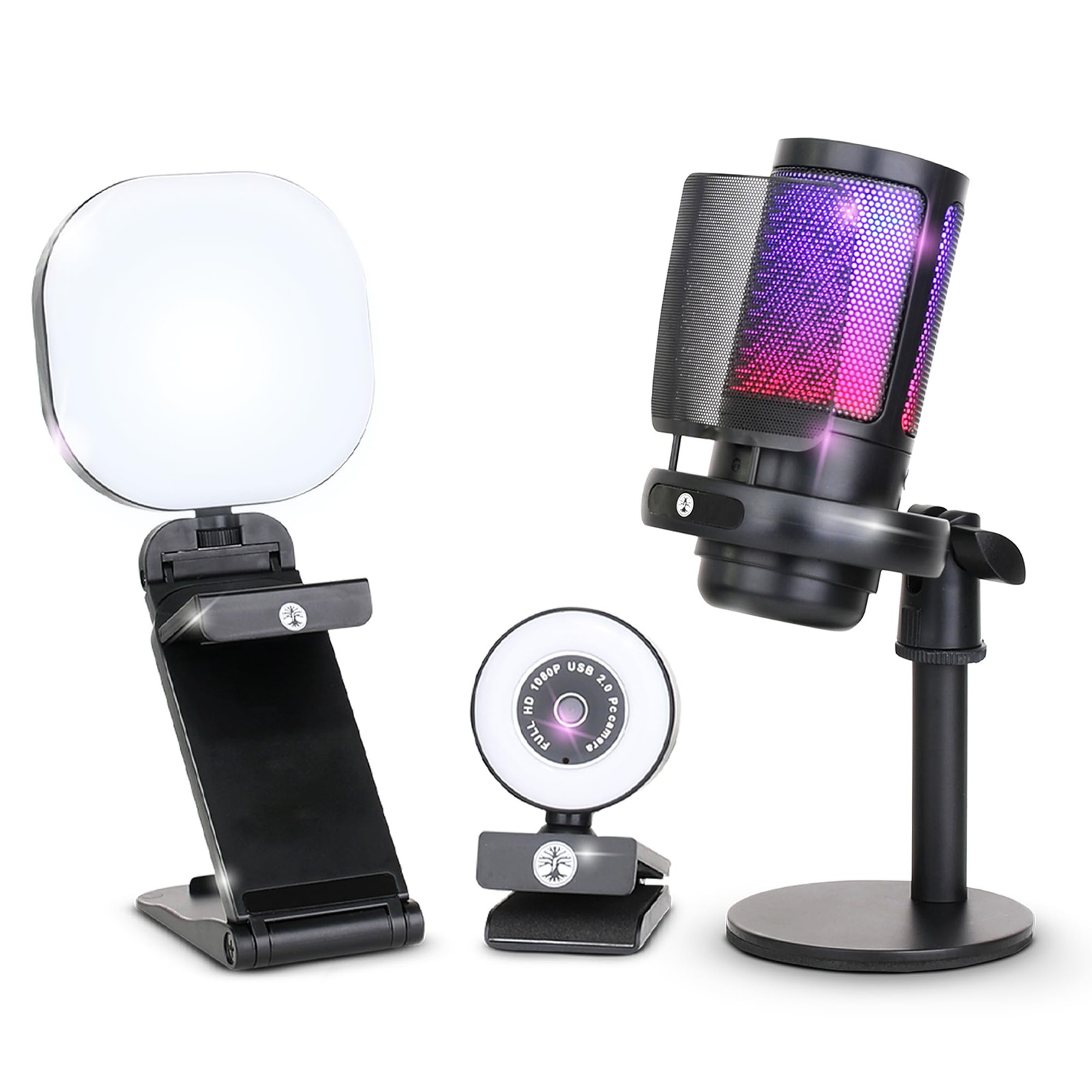 Webcam Streaming Kit, 1080P Webcam, RGB Mic & LED Light for PC/Mac. Not PS5
