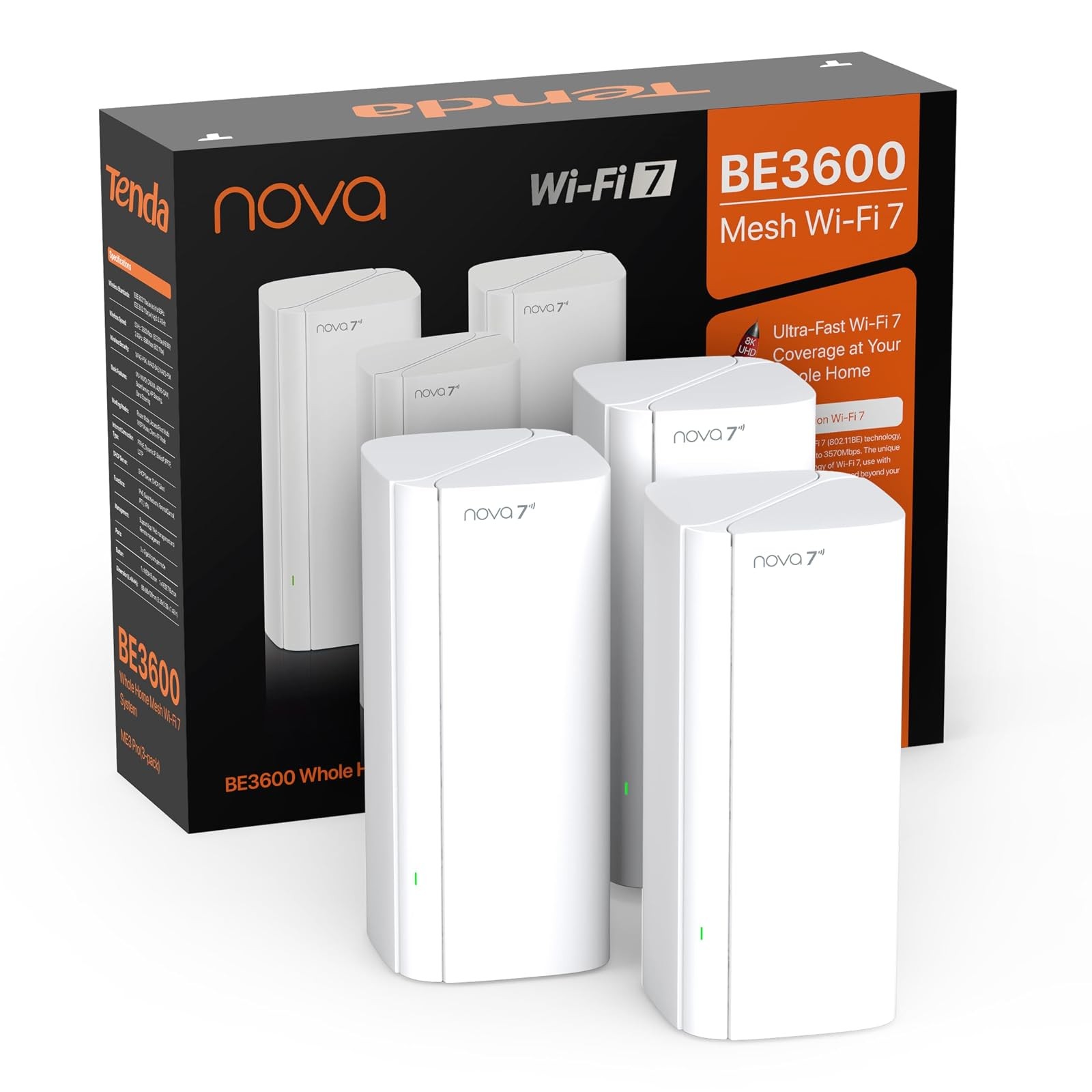 Tenda WiFi 7 Mesh System BE3600 Covers 6600 Sq Ft 2.5G Port