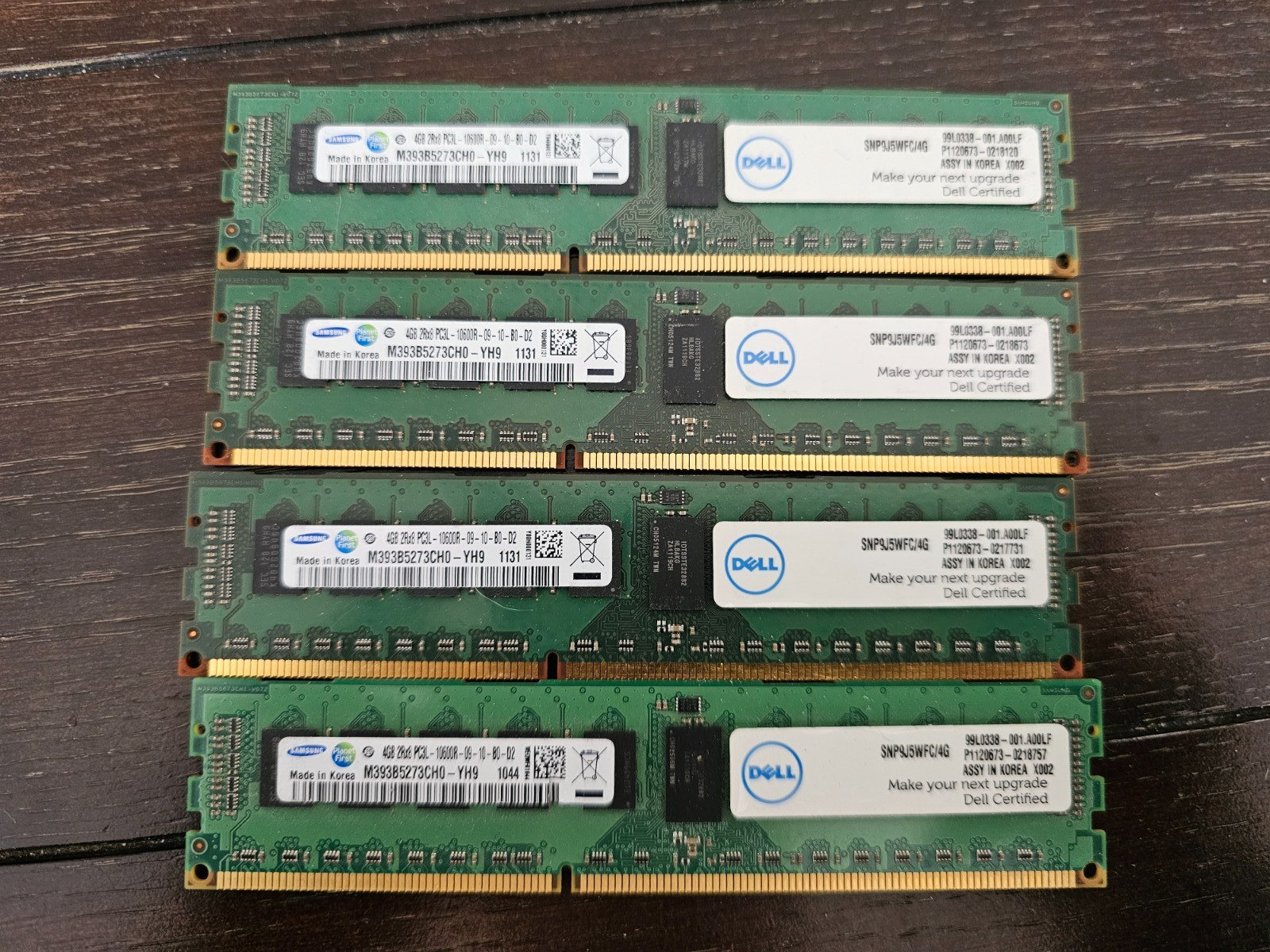 Samsung m393B5273CH0-YH9 4GB Server RAM NEW w/o packaging. Lot of 4 (16GB Total)