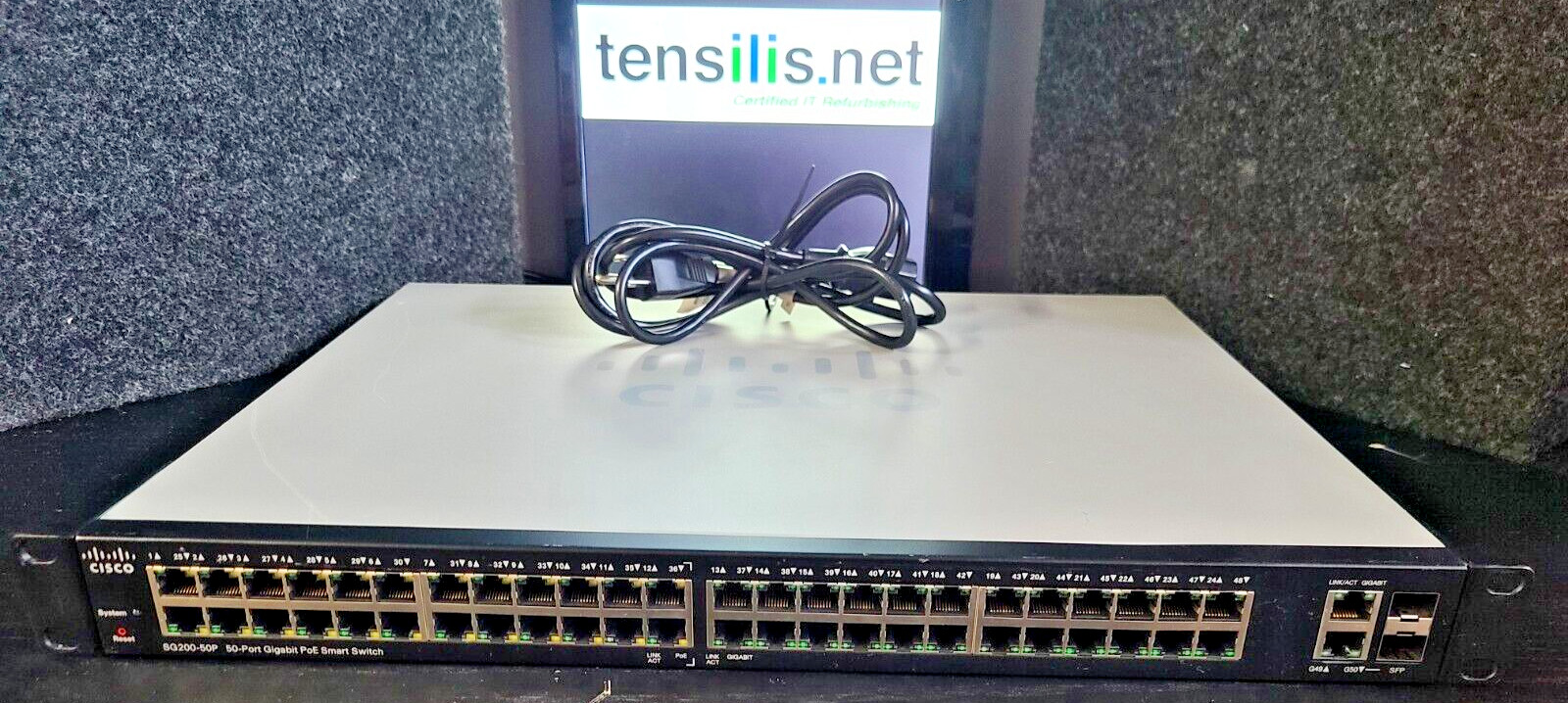 CISCO SG200-50P GIGABIT POE SWITCH | RACK EARS | POWER CORD | CERTIFIED RESET